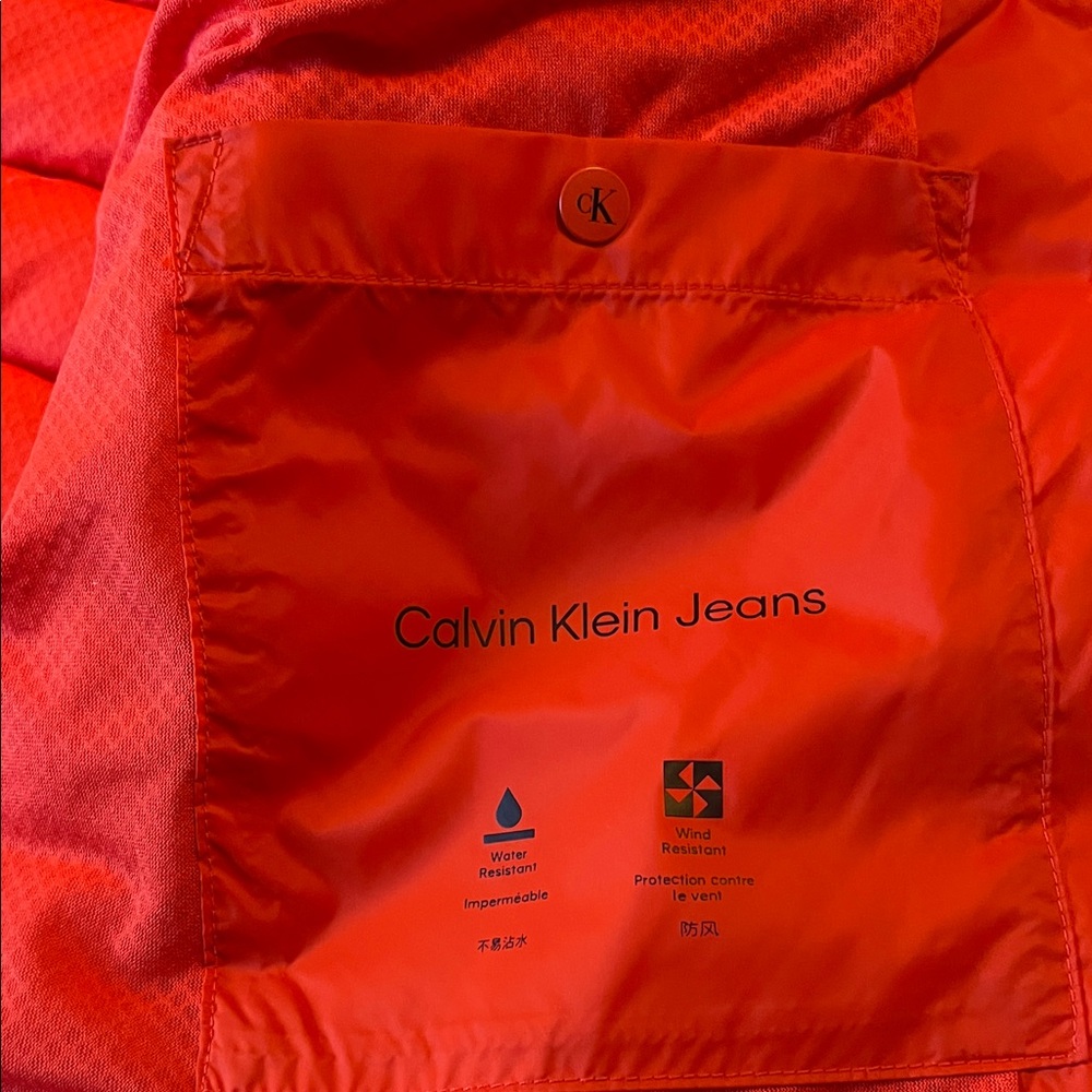Calvin Klein Jeans Bold Orange Vest Size L EUC Outdoor Hiking Camping - Picture 11 of 11